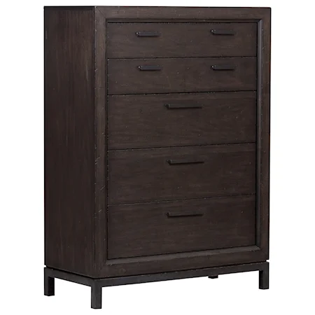 Contemporary 5 Drawer Chest with Metal Base